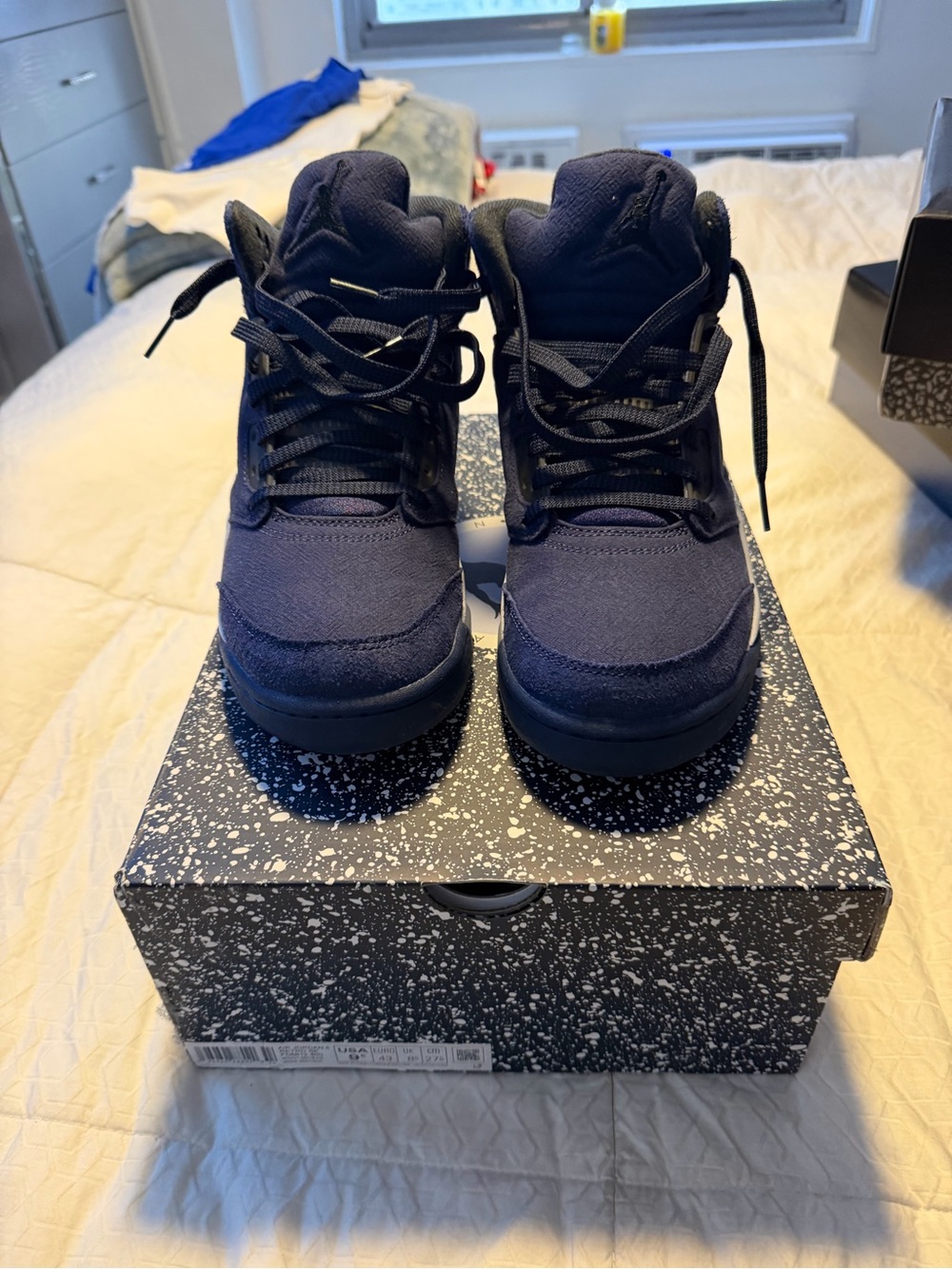 Men’s Jordan 5s Navy High-Top Sneakers - Casual Lace-Up Shoes